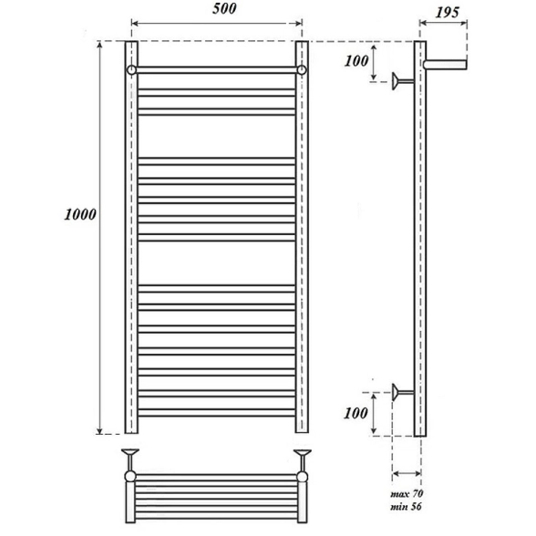 Полотенцесушитель водяной Point Аврора 500x1000 PN10150SP-image-2