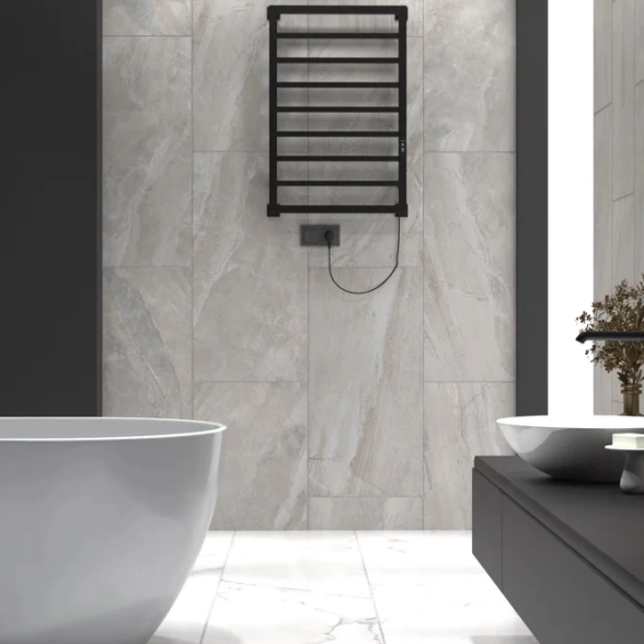 Пол/сушитель эл. INDIGO Crete 80x50 R/L черный муар-image-1