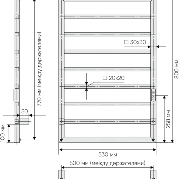 Пол/сушитель эл. INDIGO Crete 80x50 R/L черный муар-image-2