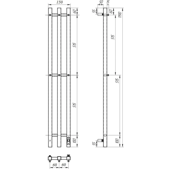 Полотенцесушитель электрический Point Гермес PN13822W П3 120x1200 белый-image-4