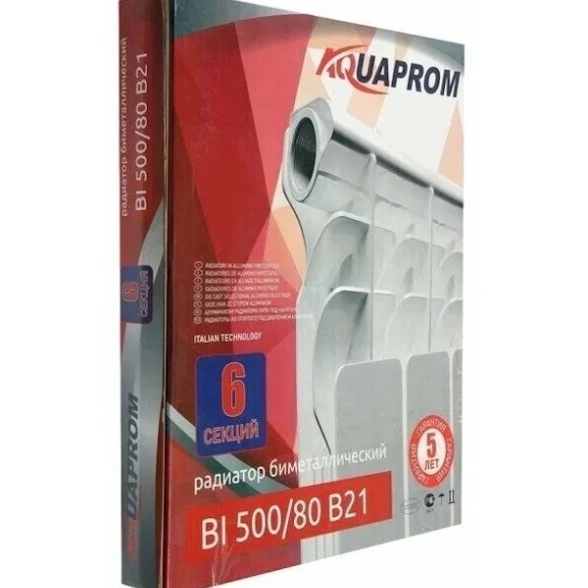 Радиатор би-металл AQUAPROM 80*500 6 сек.-image-1