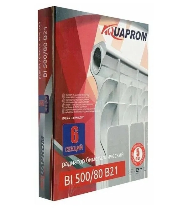 Радиатор би-металл AQUAPROM 80*500 6 сек.-image-1