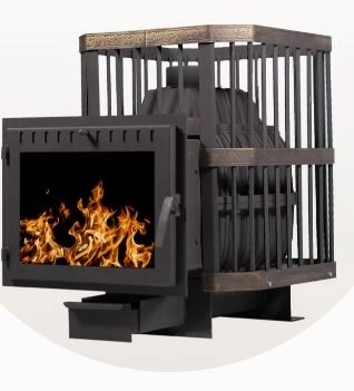 Печь банная/чугун Сибирь-24 панорам.дверца(сетка)