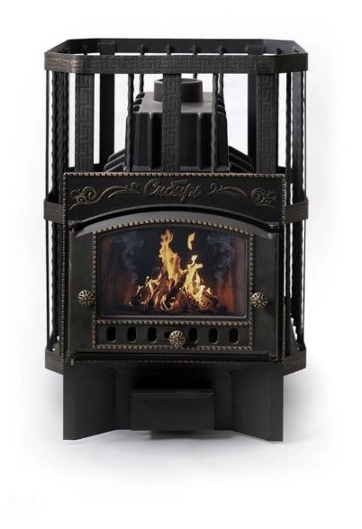 Печь банная/чугун Сибирь-32 Каминная дверца (Сетка)