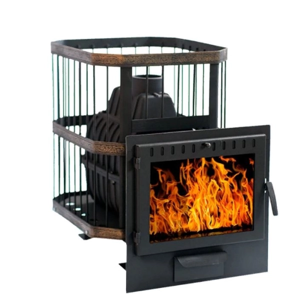 Печь банная/чугун Сибирь-20 панорам.дверца(сетка)