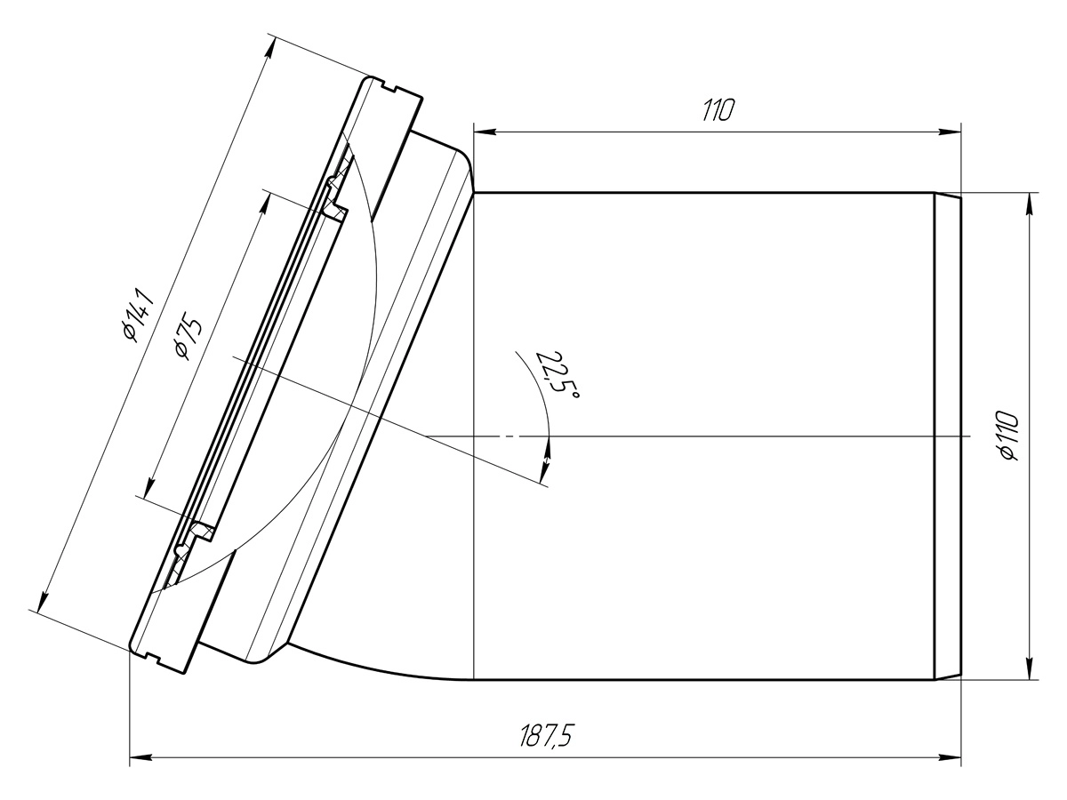 Труба фановая Ани W2220 110*22,5 град.-image-1