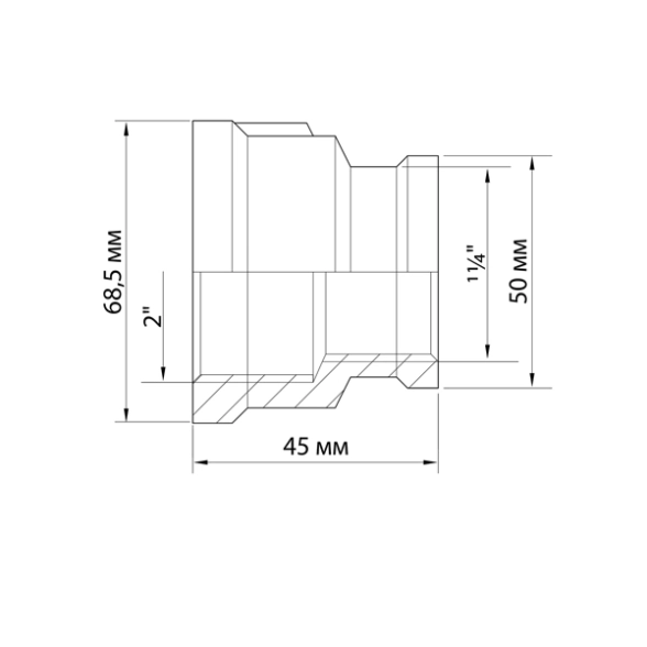 Муфта переход.2'' - 1 1/4'' вн/вн VRT? никель-image-1