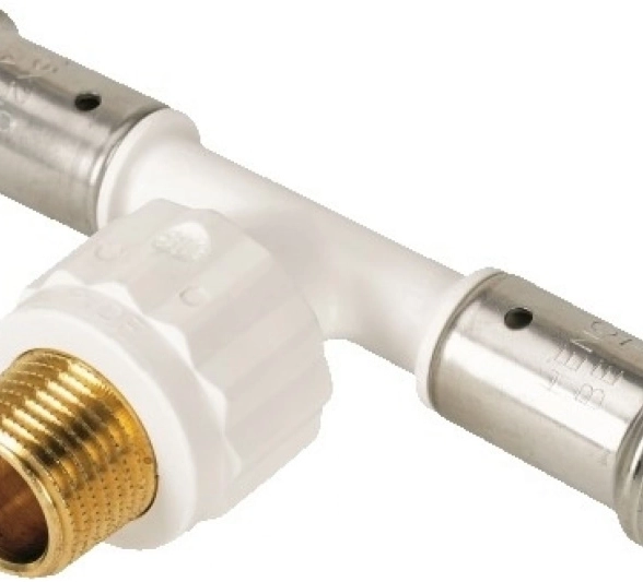 Тройник HP ПВДФ 20х1/2"х20 пресс белый 14PKW-200420