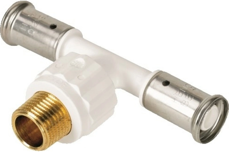 Тройник HP ПВДФ 20х1/2"х20 пресс белый 14PKW-200420