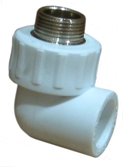Угольник PP-R бел нап Дн25х1/2" н/р