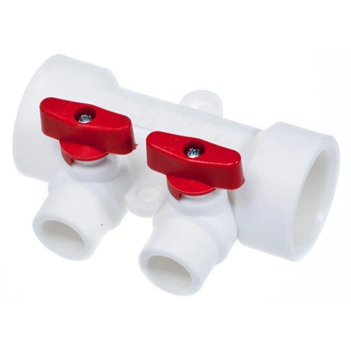 Коллектор PP-R 40*20 c кранами 2вых