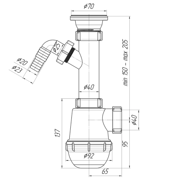 Сифон Ани Грот A1000 1 1/2*40 с отв.-image-2
