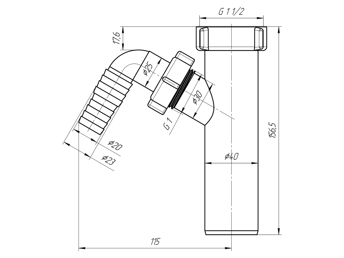 Отвод Ани M140 1 1/2"*40 стир.машины-image-1