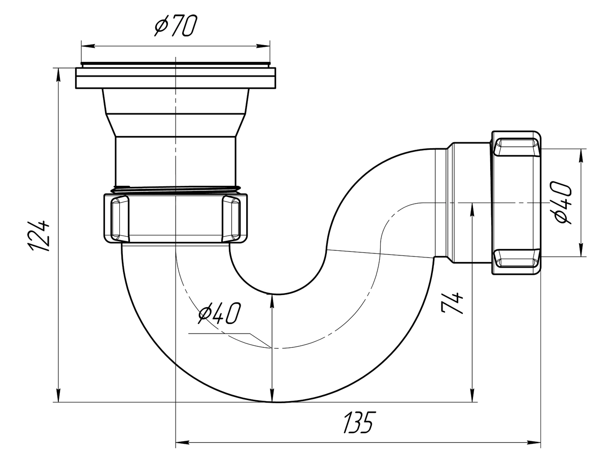 Сифон для поддона Ани 1 1/2" 40 Е110-image-1