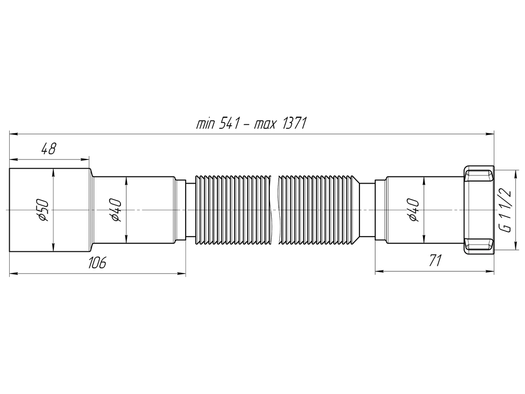 Гофра 1 1/2" 40х50 универс.удлин.ANI К116-image-1