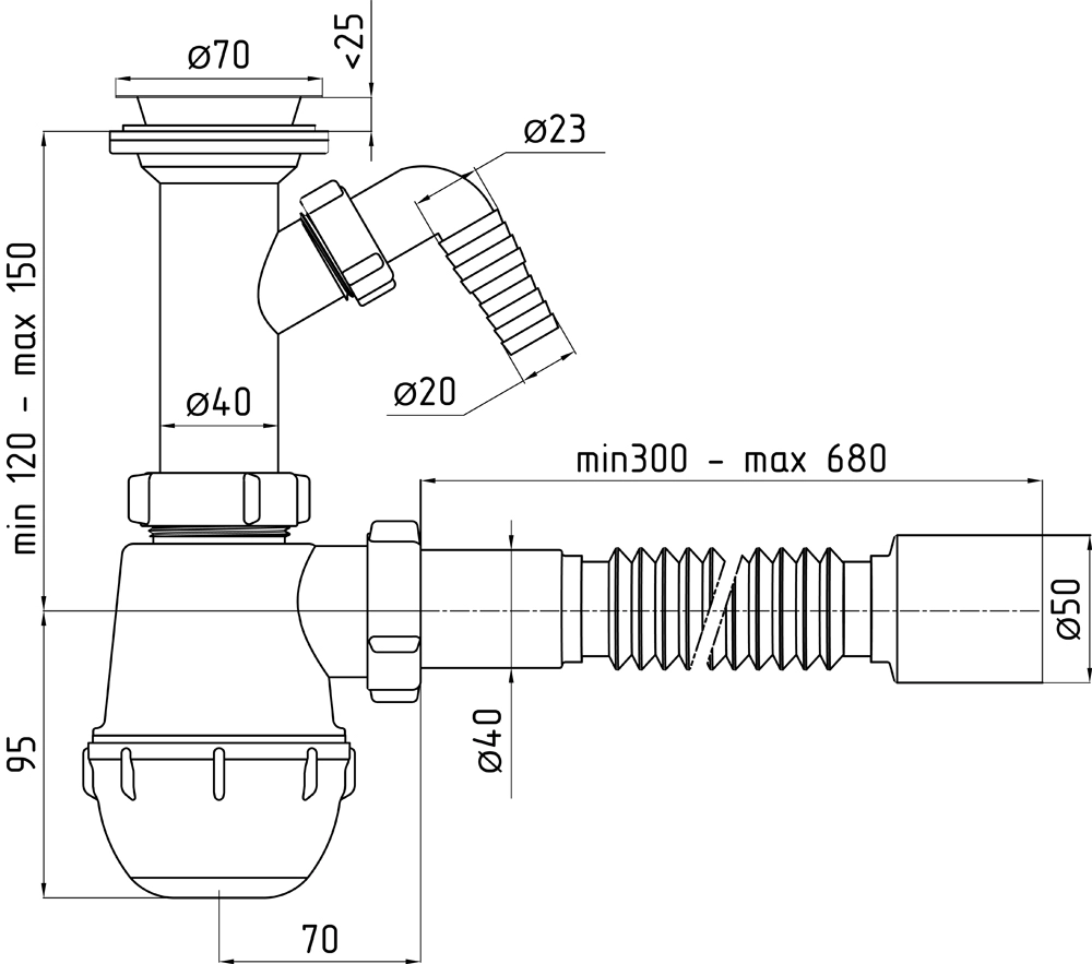 Сифон Ани Грот 1 1/2" 40 A 20 10-image-1