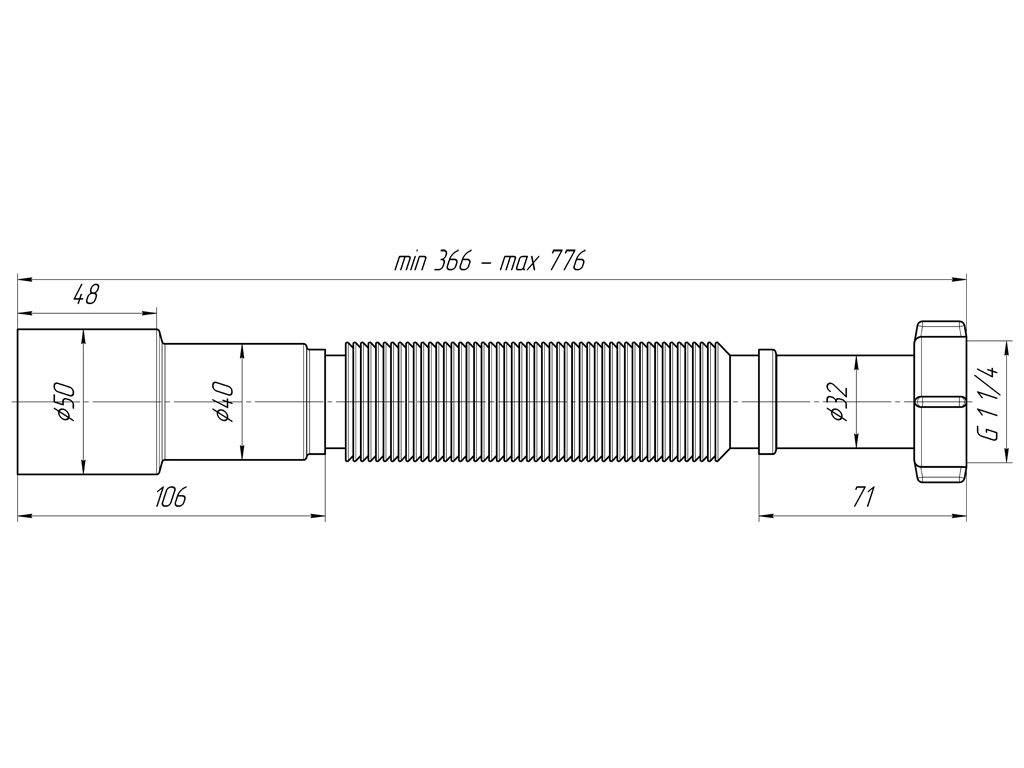 Гофра 1.1/4" 40х50 универс.ANI К206-image-2