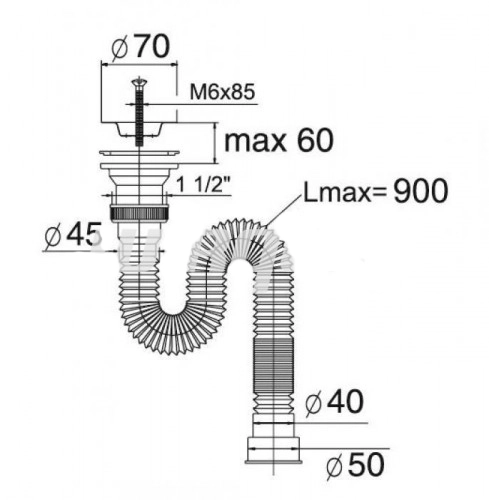 Сифон МИНИ Элит ВП 6333 1 1/2-40/50 гофрированный с нержавеющей чашкой-image-1