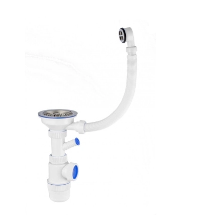 Сифон Элит 3 1/2х40мм нерж.чаша D114 прямоуг.перелив 30987084