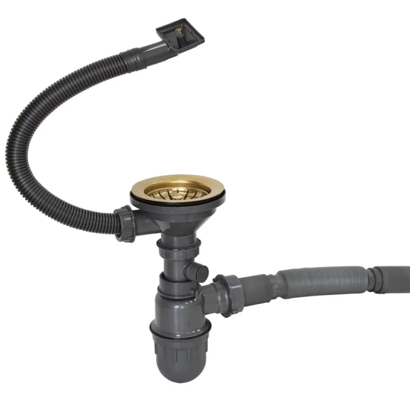 Сифон 3 1/2*40 прямоуг.перелив Mixline Pro золото