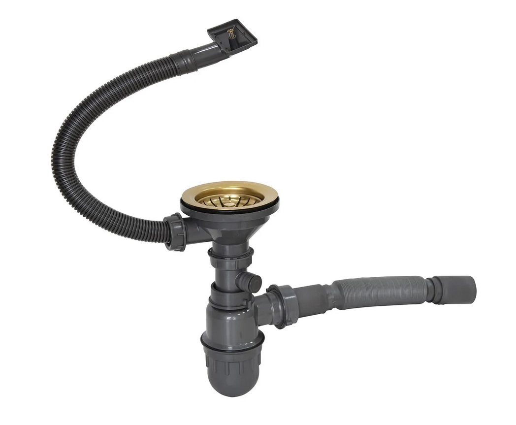 Сифон 3 1/2*40 прямоуг.перелив Mixline Pro золото