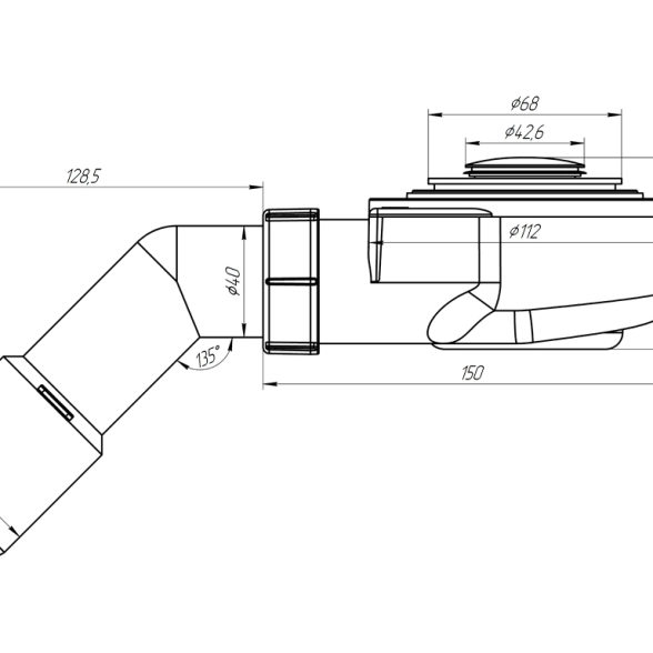 Сифон для душевого поддона АНИ ПЛАСТ E451CL 1 1/2"x60 мм-image-1