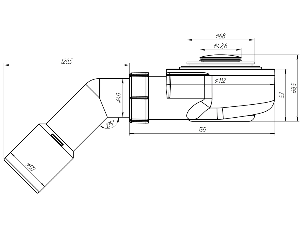 Сифон для душевого поддона АНИ ПЛАСТ E451CL 1 1/2"x60 мм-image-1