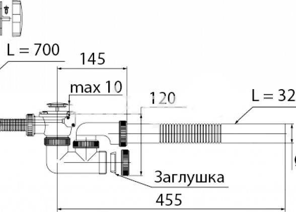 Слив-перелив для ванны VirPlast 60 см-image-1