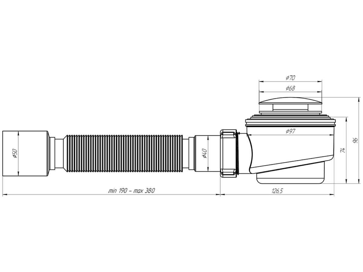 Сифон для душевого поддона АНИ ПЛАСТ E415CLGS 1 1/2"x50 мм «клик-клак»-image-1