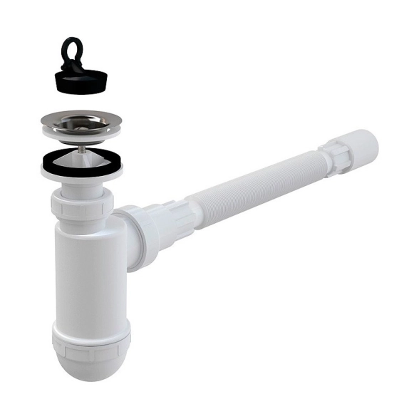 Сифон д/умыв. ALCAPLAST A41Flexi d40 нерж.реш