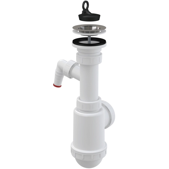 Сифон в/м ALCAPLAST A441P 1 1/2"х50/40 с/отв нерж.реш 70мм