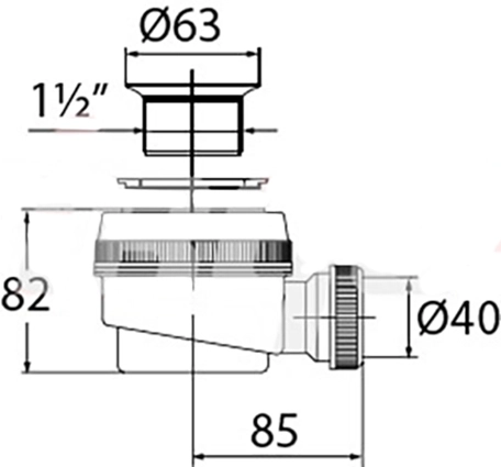 Сифон для душевого поддона Элит ВП 0685 1 1/2"x40 пластиковая решетка-image-1