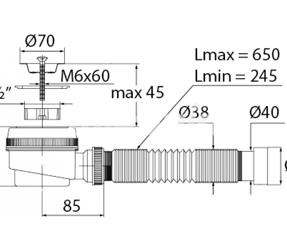 Сифон для душевого поддона Элит ВП 6862 1 1/2"x40 нержавеющая решетка-image-1
