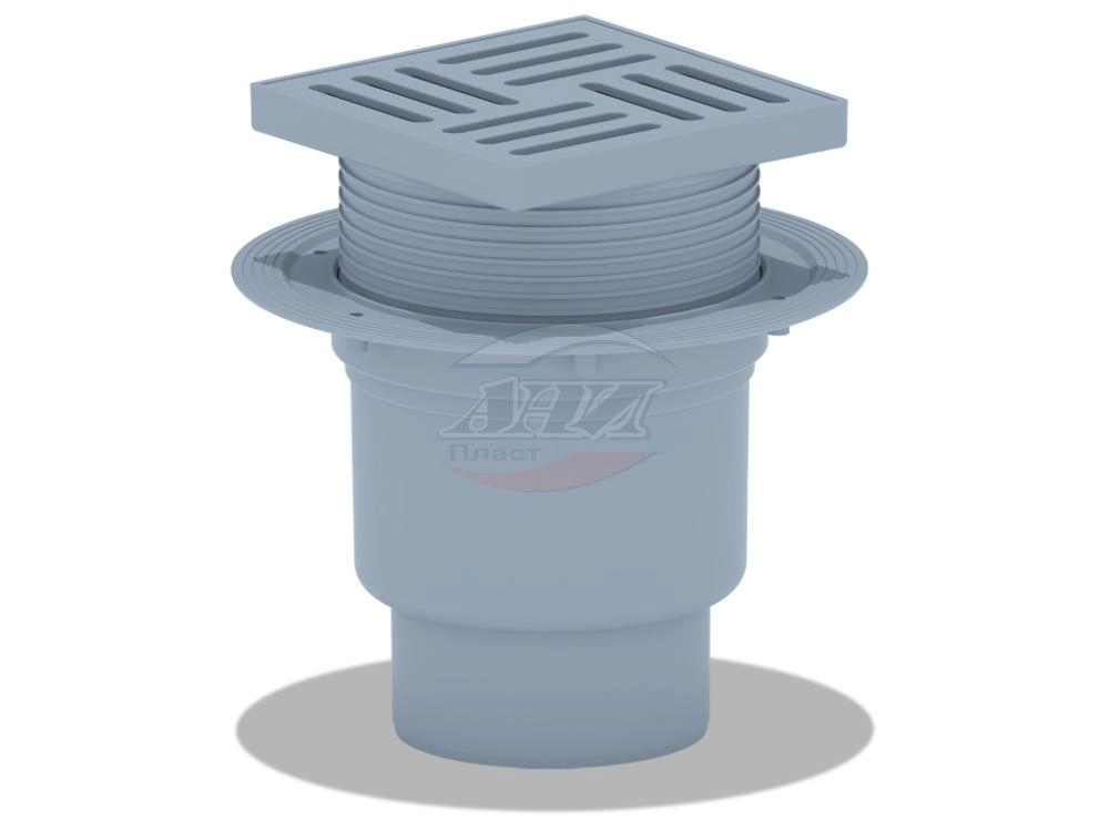 Трап Ани пласт 110 вертикальный 150x150 TQ1710 сухой затвор, регулируемый, решетка пластиковая