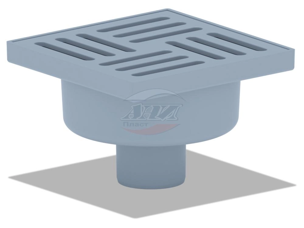 Трап Ани пласт 50 вертикальный 150x150 TQ5210 сухой затвор, нерегулируемый, решетка пластиковая