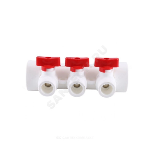 Коллектор PP-R 32x20/3 красный Rosturplast