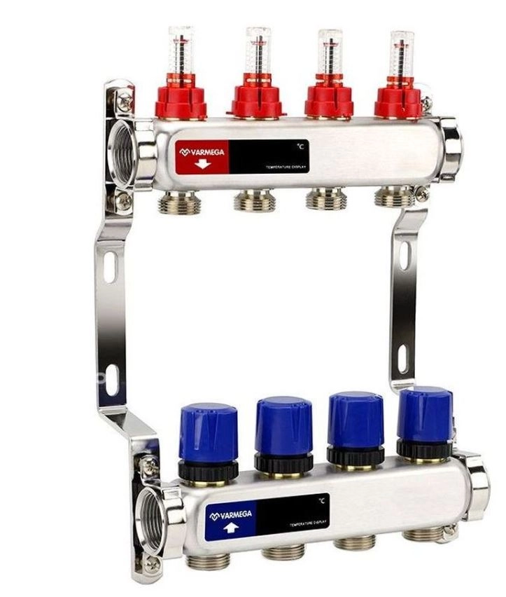 Группа коллекторная VARMEGA VM15104 BP 1" 4конт.3/4"EK