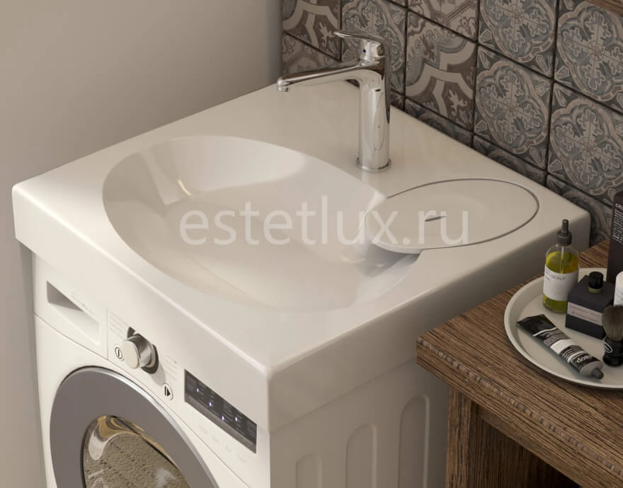 Раковина лит мрамор Эстет Лея 60*60+ крепление-image-1