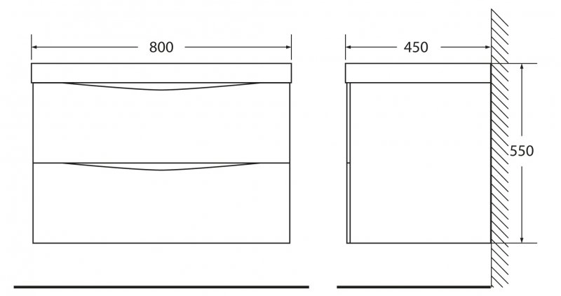 Тумба Марино/Marino Бьянко лучидо подвес 2ящ 800x450x500-image-1
