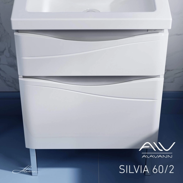 Тумба SILVIA-60/2 NEXT/COMO-60 белый/серебр./метал Аляванн