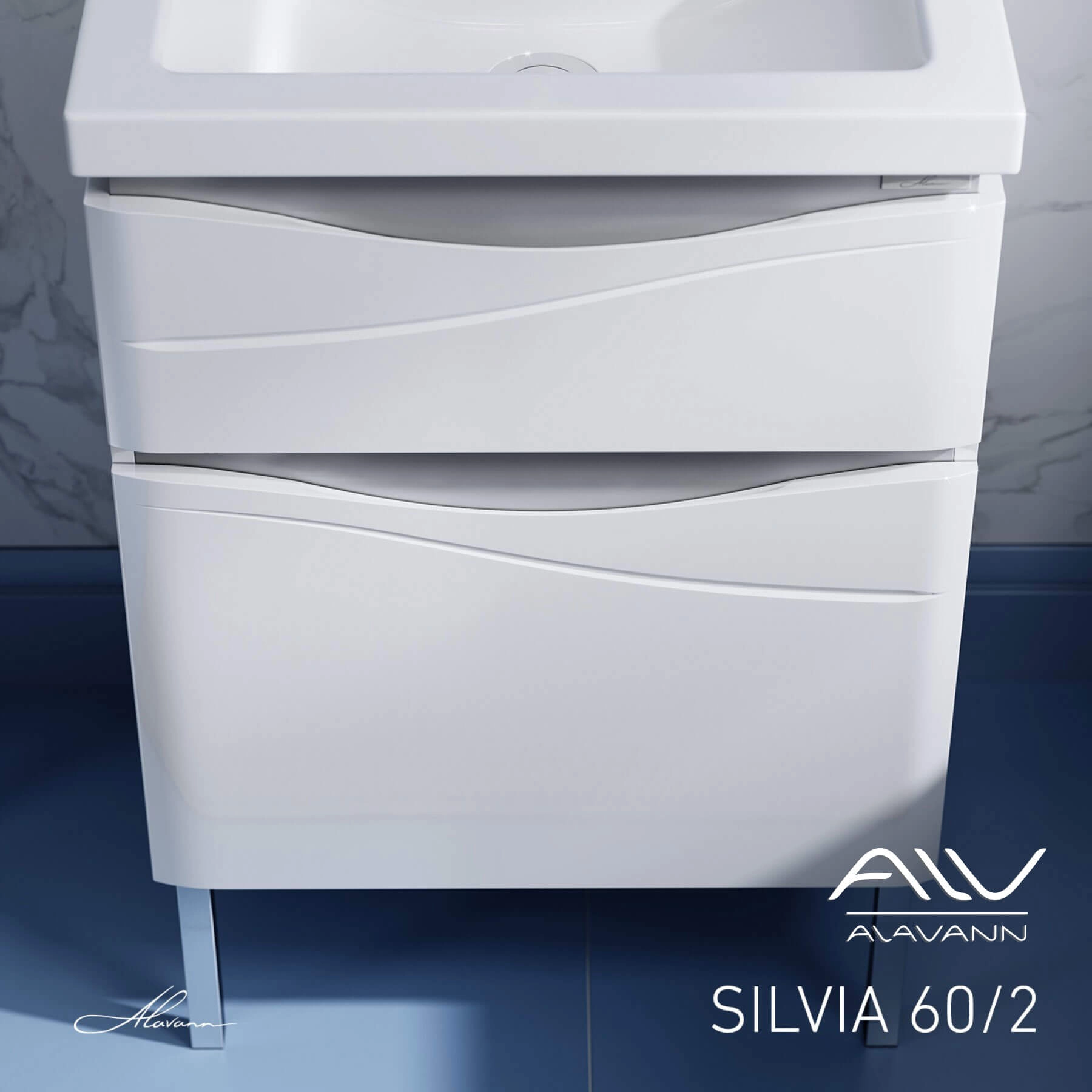 Тумба SILVIA-60/2 NEXT/COMO-60 белый/серебр./метал Аляванн