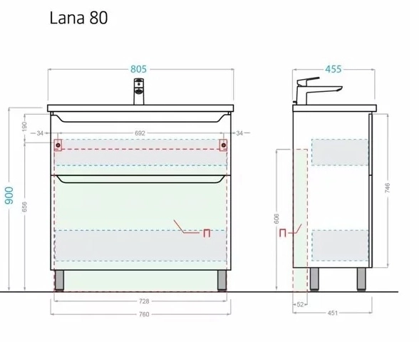Тумба LANA 80 белый Алаванн под рак Миранда 80-image-1
