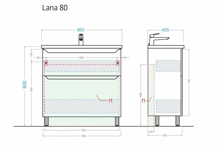 Тумба LANA 80 белый Алаванн под рак Миранда 80-image-1