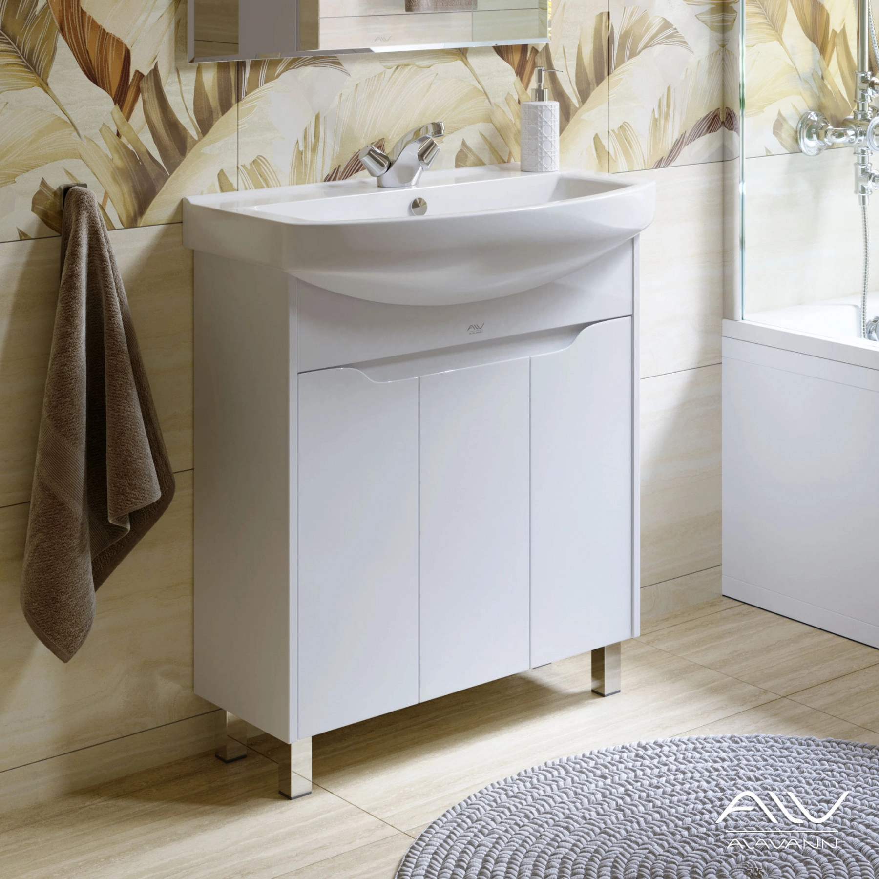 Тумба Crystal 75 п/рак Best-75 белый Алаванн
