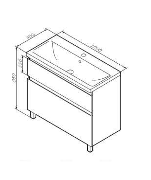 Тумба АМ.РМ X-Joy 100см 2ящ напол бел гл M85AFSX1002WG-image-2
