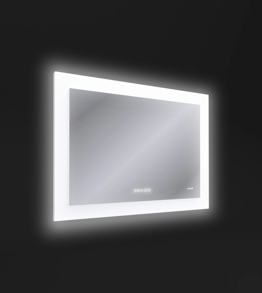 Зеркало LED 060 pro 80х60 с подсвет. антизапотев. часы