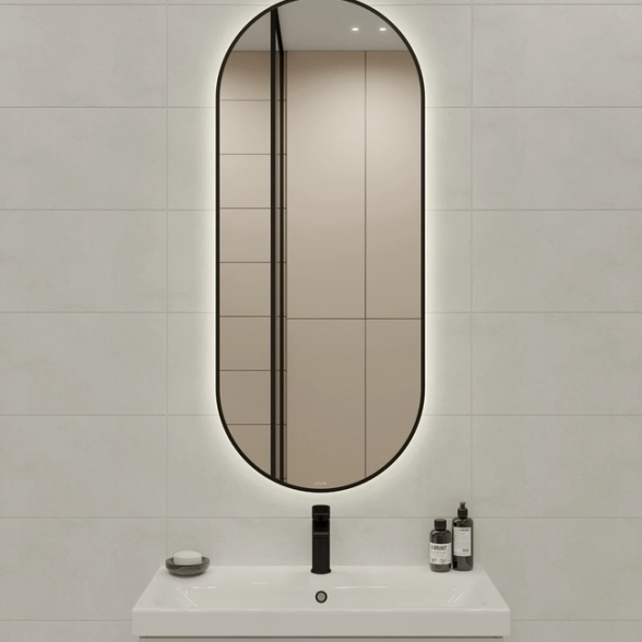 Зеркало Eclipse smart 50x122 подсв.оваль.черн.рамка-image-1