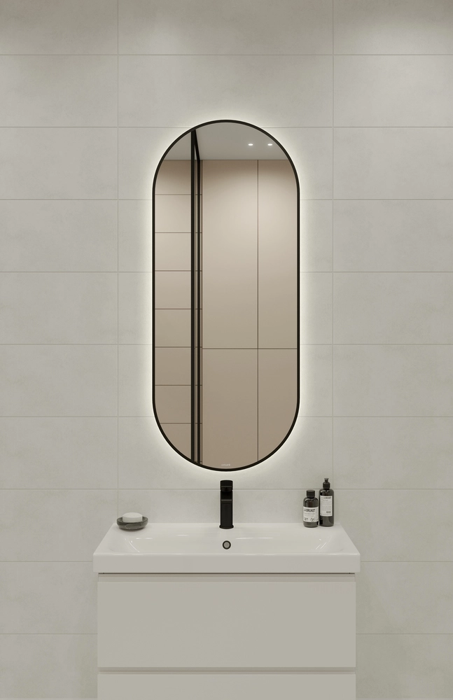Зеркало Eclipse smart 50x122 подсв.оваль.черн.рамка-image-1