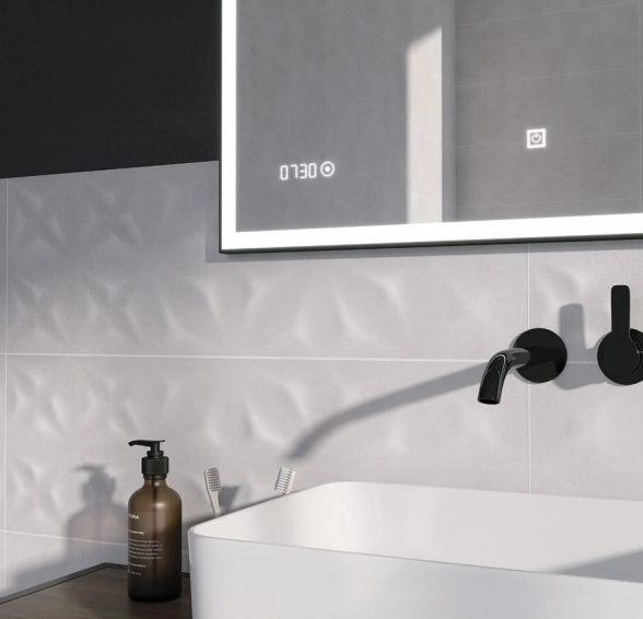 Зеркало LED 011 design 100x80 c подсветкой, часами-image-2