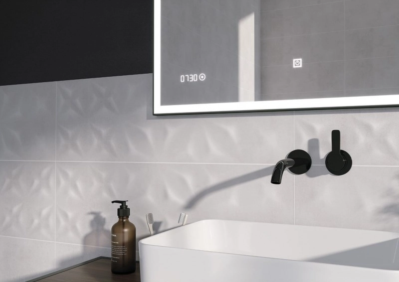 Зеркало LED 011 design 100x80 c подсветкой, часами-image-2